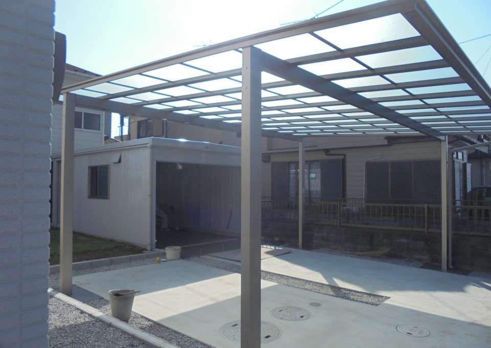 埼玉県 羽生市 ガレージ工事　車庫と物置一体式シャコパルテ
